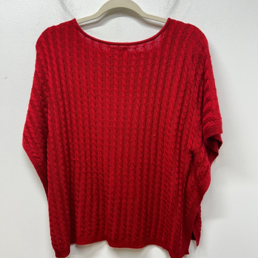 Mudpie boutique red knit oversized poncho OS holiday - Picture 4 of 7